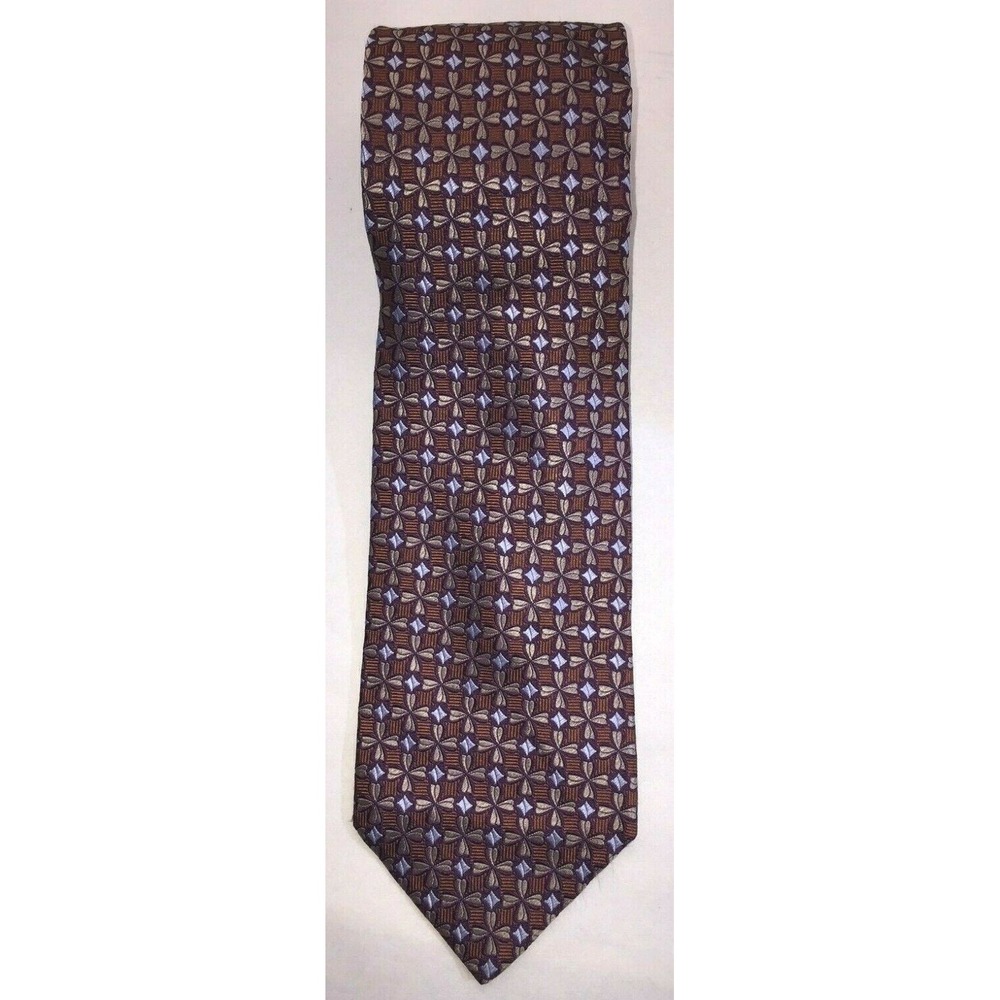 NOS Jos. A. Bank Signature Collection‎ Bronze Gold Silver Silk Neck Tie 60"